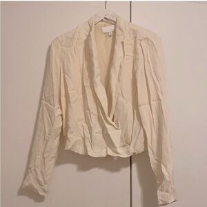 Anthropologie Cream Wrap Top
